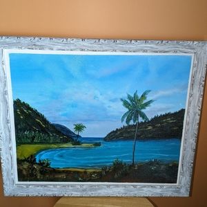 Beautiful Sea Beach  scene. Hand Painted in Acrylic paint on canvas.